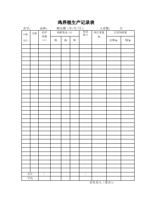 蛋鸡养殖生产记录表