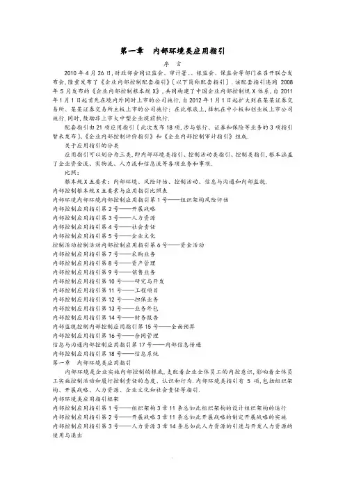 《企业内部控制应用指引》第一章内部环境类应用指引
