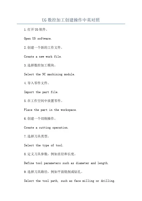 UG数控加工创建操作中英对照