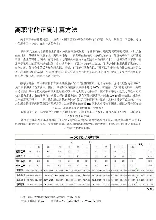 离职率的正确计算方法