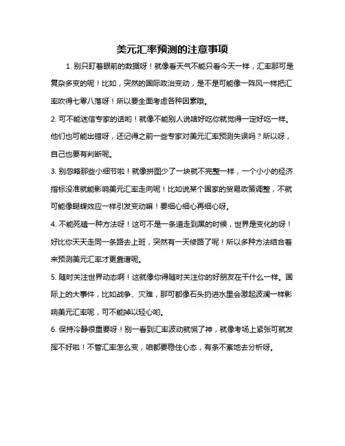 美元汇率预测的注意事项