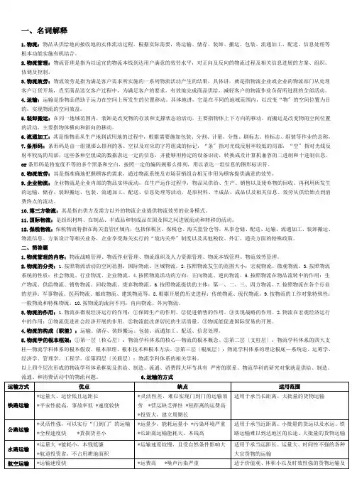 物流学复习归纳