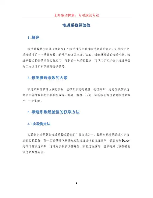 渗透系数经验值