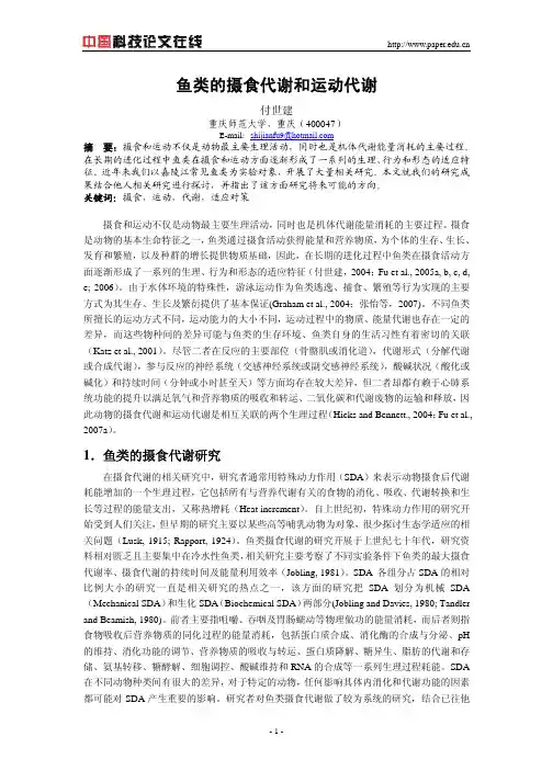 鱼类的摄食代谢和运动代谢