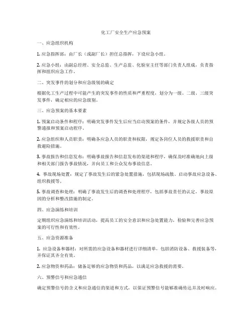 化工厂安全生产应急预案