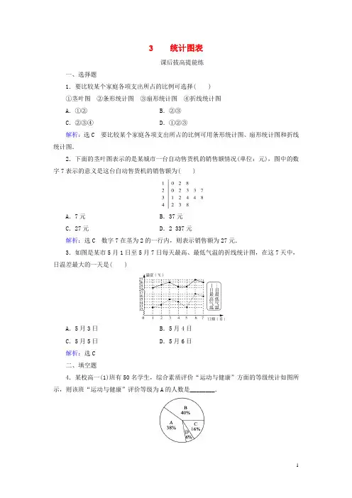 2019_2020学年高中数学第1章统计3统计图表练习北师大版必修3