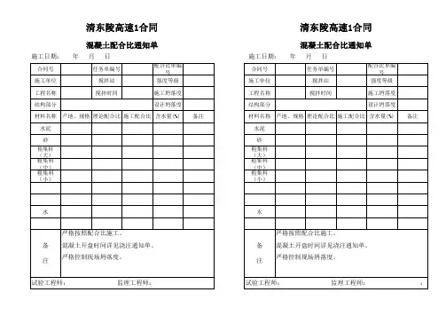 配合比通知单通用版