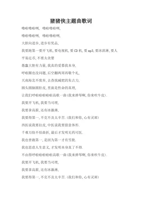 猪猪侠主题曲歌词