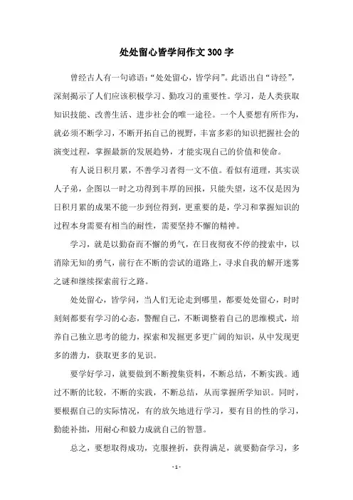 处处留心皆学问作文300字