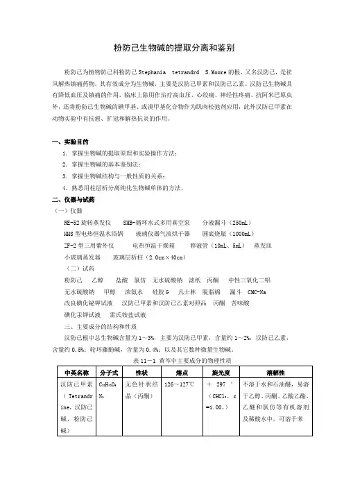 粉防己生物碱的提取分离和鉴别
