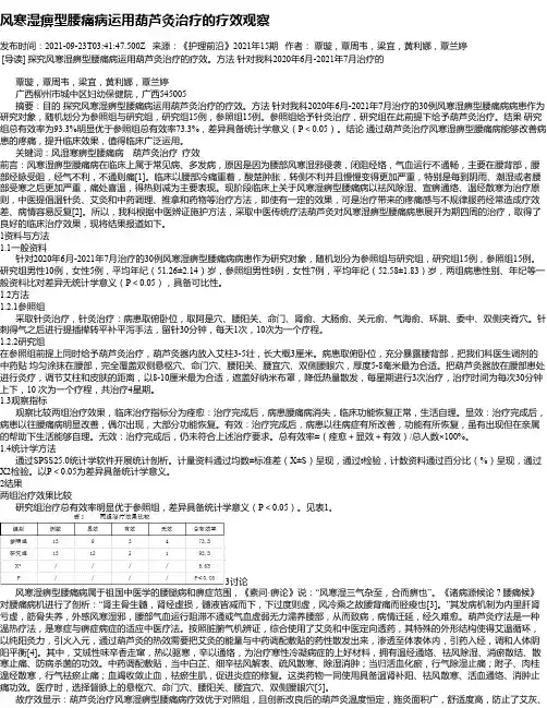 风寒湿痹型腰痛病运用葫芦灸治疗的疗效观察