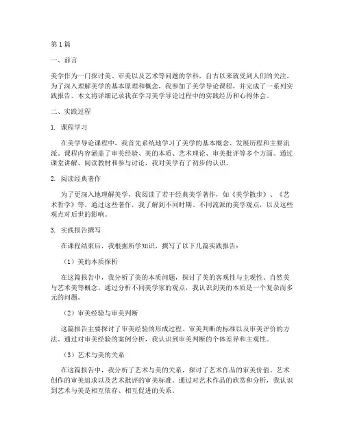 美学导论实践报告的过程(2篇)