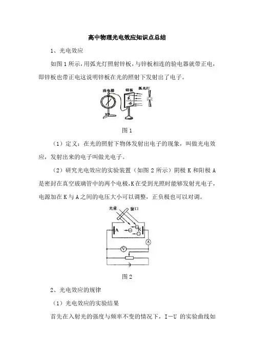 高中物理光电效应知识点总结