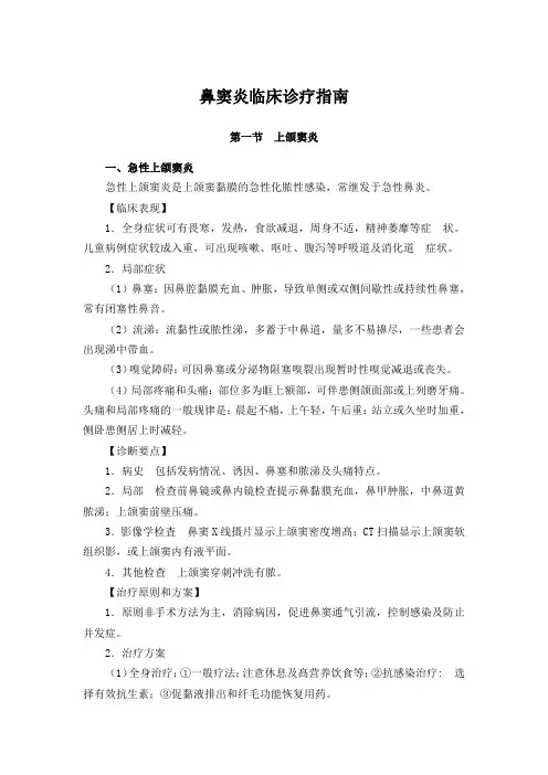 鼻窦炎临床诊疗指南
