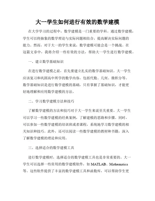 大一学生如何进行有效的数学建模