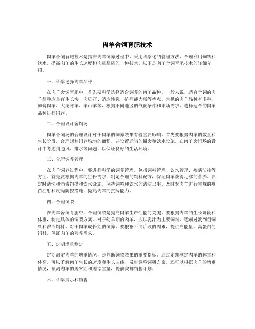 肉羊舍饲育肥技术