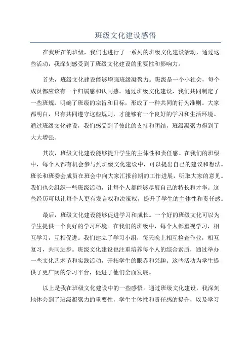班级文化建设感悟