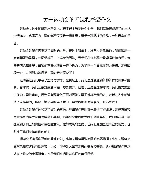 关于运动会的看法和感受作文