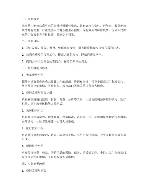 麻疹应急处置预案
