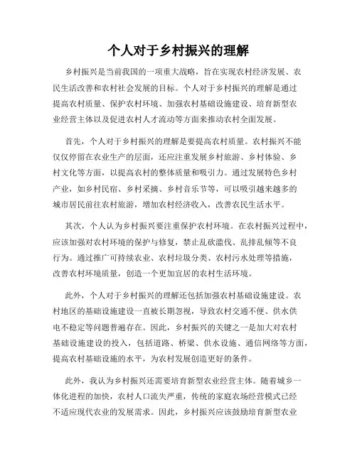 个人对于乡村振兴的理解