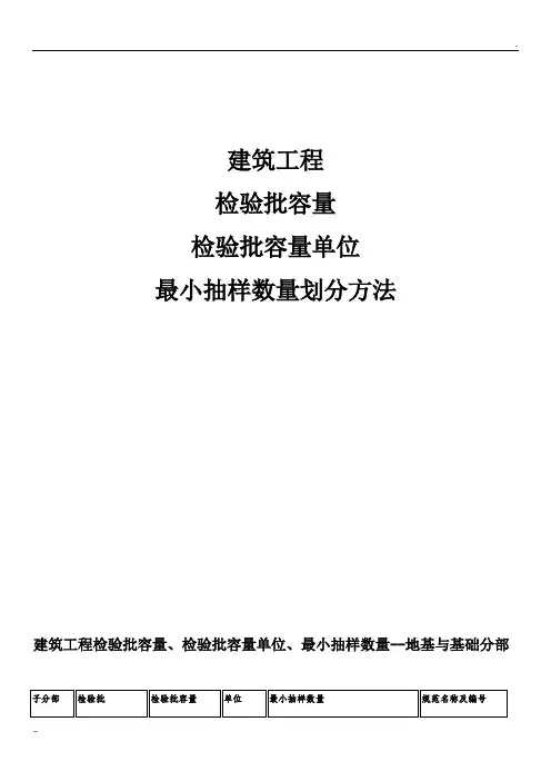 检验批容量及最小抽样数量划分方法