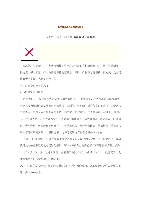 关于媒体投放的预算与计划