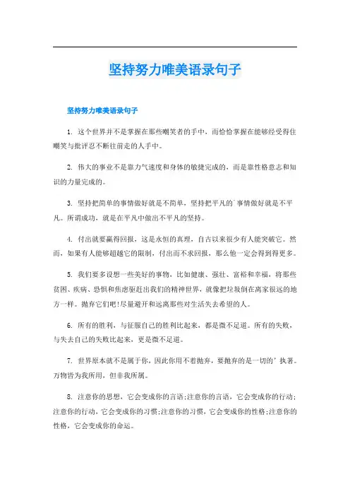 坚持努力唯美语录句子