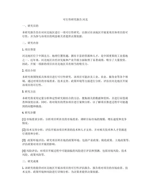 可行性研究报告 河北