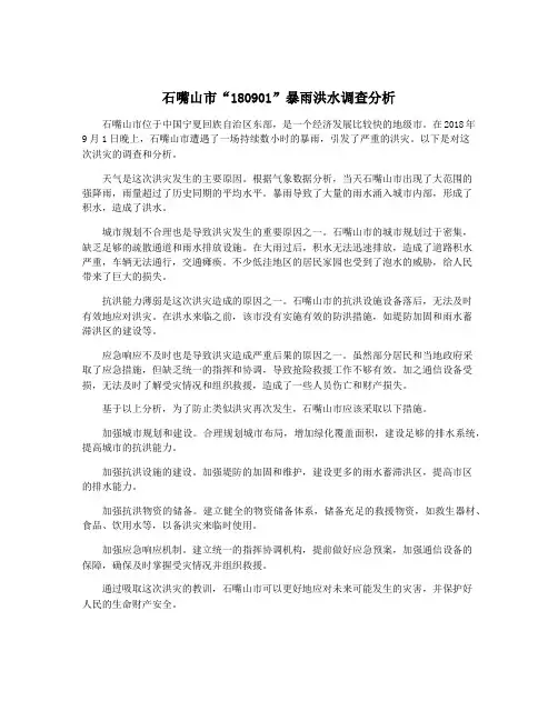 石嘴山市“180901”暴雨洪水调查分析