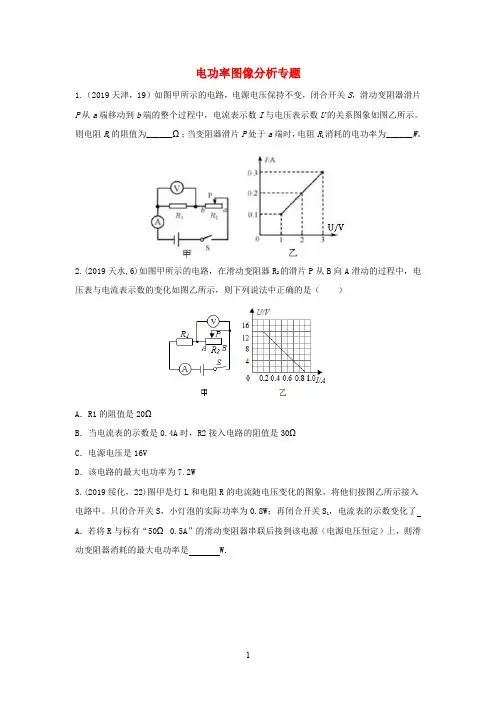 2019年中考物理试题分类汇编(五)55电功率图像分析专题
