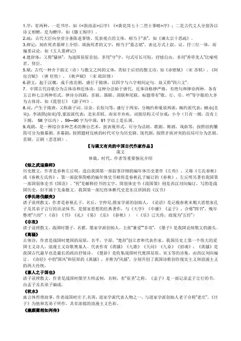 必修三四文学常识
