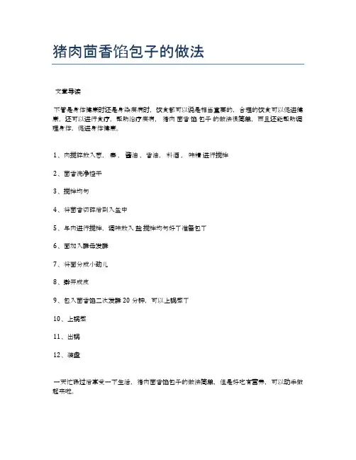 猪肉茴香馅包子的做法【健康养生食谱】