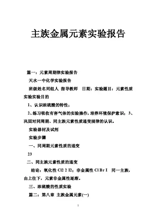 主族金属元素实验报告
