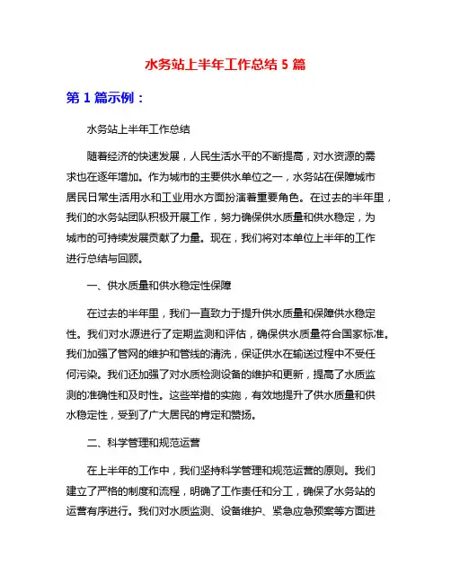 水务站上半年工作总结5篇
