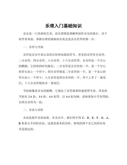 乐理入门基础知识