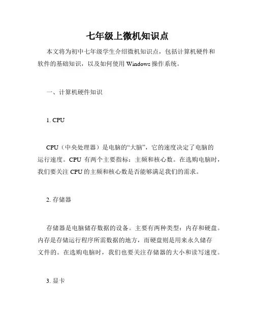 七年级上微机知识点