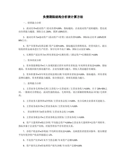负债期限结构分析表计算方法