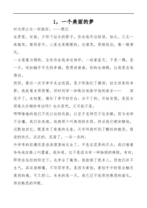 一个美丽的梦作文600字初二