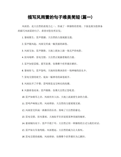 描写风雨雷的句子唯美简短(精选合集2篇)