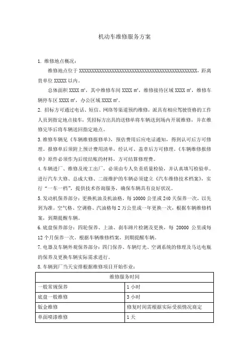 汽车维修服务方案