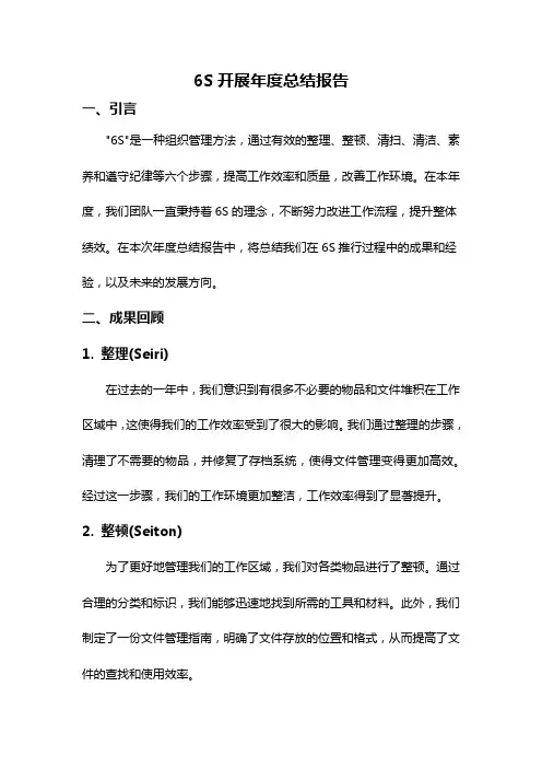 6S开展年度总结报告