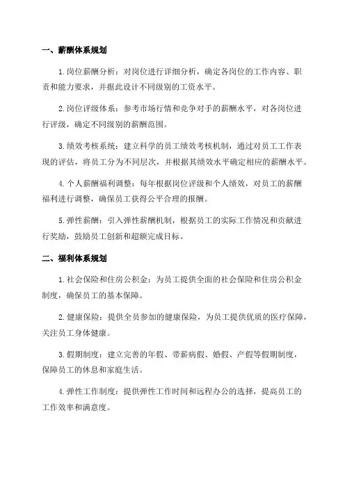 年度薪酬福利体系规划方案