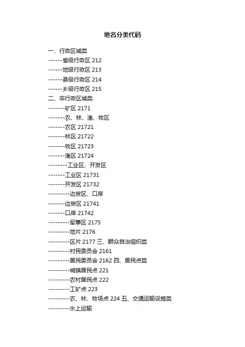 地名分类代码
