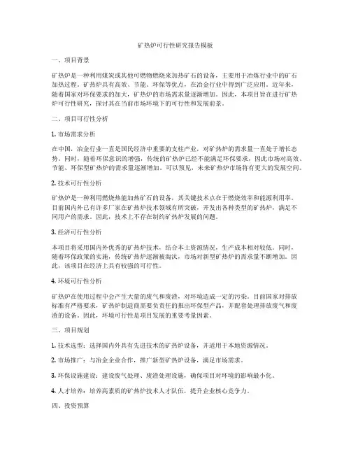 矿热炉可行性研究报告模板