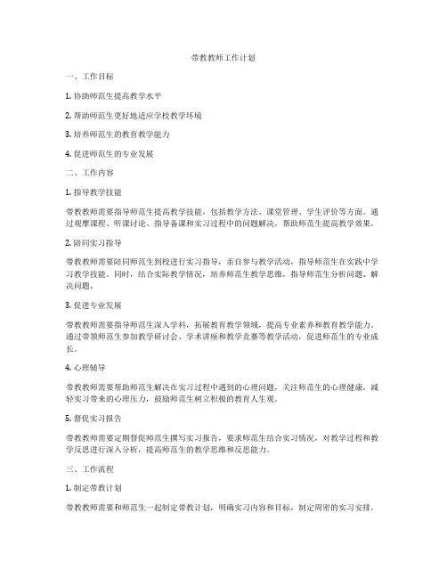 带教教师工作计划