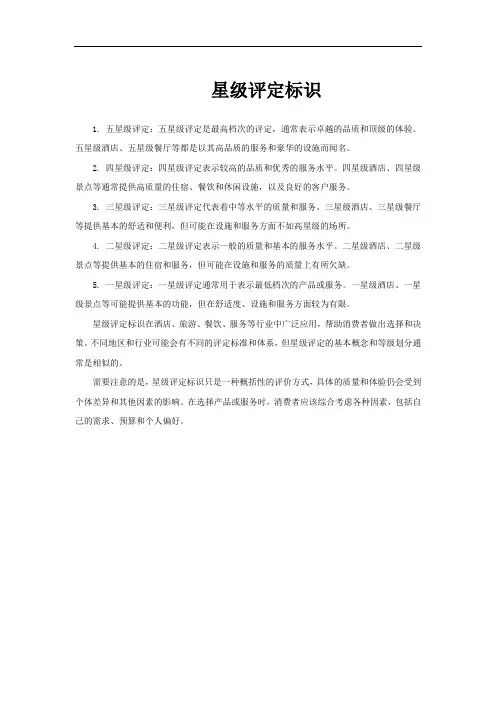 星级评定标识