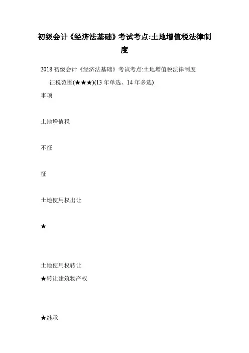 初级会计《经济法基础》考试考点-土地增值税法律制度.doc