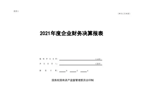 2021年度企业财务决算报表