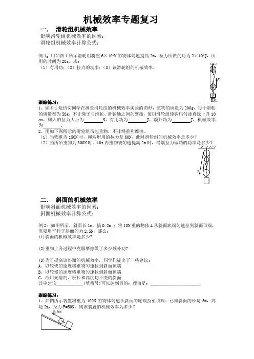 滑轮组,斜面机械效率专题