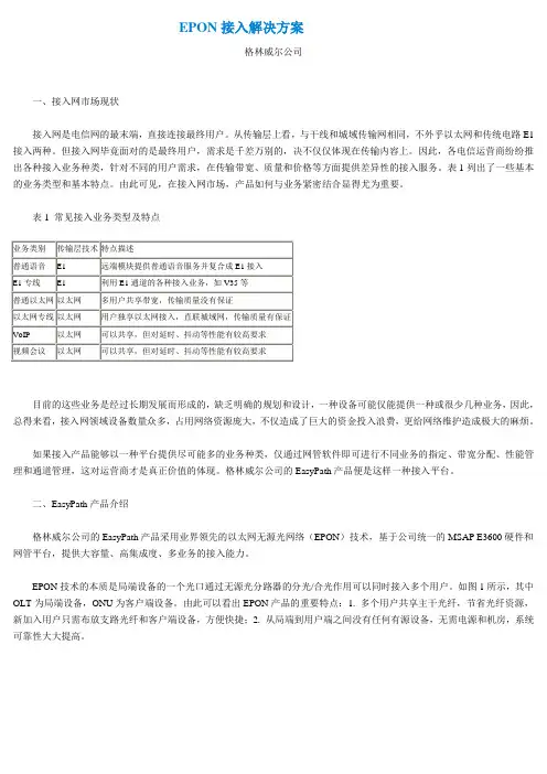 EPON接入解决方案